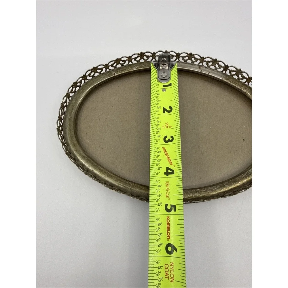 Vintage Frame Gold Plated Floral Lattice Ornate Filigree Oval 4x6
